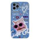 For iPhone 13 Pro 2 in 1 Minimalist Pattem PC Shockproof Phone Case(Sunglasses Cat) - 1