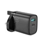 JOYROOM L-QP2011 20W USB+USB-C/Type-C Fast Charger, UK Plug(Black) - 1