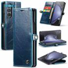 For Samsung Galaxy Z Fold5 CaseMe-003 PU + PC Business Style Crazy Horse Texture Leather Phone Case(Blue Green) - 1