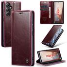 For Samsung Galaxy S23 FE CaseMe-003 PU + PC Business Style Crazy Horse Texture Leather Phone Case(Mulberry Red) - 1