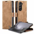 For Samsung Galaxy Z Fold5 CaseMe-013 Multifunctional Retro Frosted Leather Phone Case(Brown) - 1