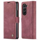 For Samsung Galaxy Z Fold5 CaseMe-013 Multifunctional Retro Frosted Leather Phone Case(Wine Red) - 2