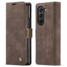 For Samsung Galaxy Z Fold5 CaseMe-013 Multifunctional Retro Frosted Leather Phone Case(Coffee) - 2