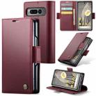 For Google Pixel Fold CaseMe 023 Butterfly Buckle Litchi Texture RFID Anti-theft Leather Phone Case(Wine Red) - 1