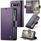 For Google Pixel Fold CaseMe 023 Butterfly Buckle Litchi Texture RFID Anti-theft Leather Phone Case(Pearly Purple) - 1