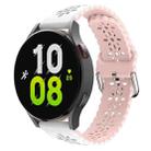 For Samsung Galaxy Watch 6 / 6 Classic Two Color Plum Blossom Hollowed Silicone Watch Band(White+Pink) - 1