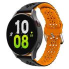 For Samsung Galaxy Watch 6 / 6 Classic Two Color Plum Blossom Hollowed Silicone Watch Band(Black+Orange) - 1