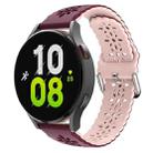 For Samsung Galaxy Watch 6 / 6 Classic Two Color Plum Blossom Hollowed Silicone Watch Band(Wine Red+Pink) - 1