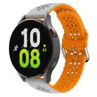 For Samsung Galaxy Watch 6 / 6 Classic Two Color Plum Blossom Hollowed Silicone Watch Band(Light Grey+Orange) - 1