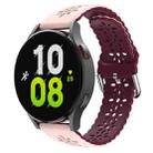 For Samsung Galaxy Watch 6 / 6 Classic Two Color Plum Blossom Hollowed Silicone Watch Band(Pink+Wine Red) - 1