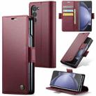 For Samsung Galaxy Z Fold5 CaseMe 023 Butterfly Buckle Litchi Texture RFID Anti-theft Leather Phone Case(Wine Red) - 1
