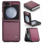 For Samsung Galaxy Z Flip5 CaseMe 023 Butterfly Buckle Litchi Texture RFID Anti-theft Leather Phone Case(Wine Red) - 1
