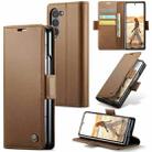 For Samsung Galaxy Z Fold6 5G CaseMe 023 Butterfly Buckle Litchi Texture RFID Anti-theft Leather Phone Case(Brown) - 1