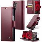 For Samsung Galaxy Z Fold6 5G CaseMe 023 Butterfly Buckle Litchi Texture RFID Anti-theft Leather Phone Case(Wine Red) - 1