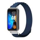 For Huawei Band 8 Mijobs Nylon Breathable Watch Band(Midnight Blue+Silver) - 1