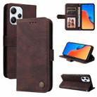 For Xiaomi Redmi 12 4G Skin Feel Life Tree Metal Button Leather Phone Case(Brown) - 1