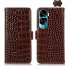 For Honor 90 Lite 5G / X50i Crocodile Top Layer Cowhide Leather Phone Case(Brown) - 1