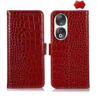 For Honor 90 Crocodile Top Layer Cowhide Leather Phone Case(Red) - 1