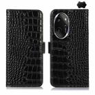 For Honor 100 Pro Crocodile Top Layer Cowhide Leather Phone Case(Black) - 1