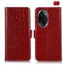 For Honor 100 Pro Crocodile Top Layer Cowhide Leather Phone Case(Red) - 1