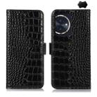 For Honor 100 Crocodile Top Layer Cowhide Leather Phone Case(Black) - 1