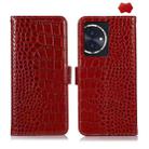 For Honor 100 Crocodile Top Layer Cowhide Leather Phone Case(Red) - 1