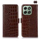 For Honor X6b Crocodile Top Layer Cowhide Leather Phone Case(Brown) - 1