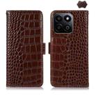 For Honor Play 60 Plus / 200 Smart Crocodile Top Layer Cowhide Leather Phone Case(Brown) - 1