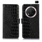 For Honor X9c 5G Global Crocodile Top Layer Cowhide Leather Phone Case(Black) - 1