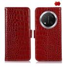 For Honor X9c 5G Global Crocodile Top Layer Cowhide Leather Phone Case(Red) - 1