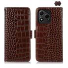 For Honor 400 Lite Crocodile Top Layer Cowhide Leather Phone Case(Brown) - 1