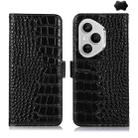 For Honor 400 Pro Global 160.8mm Crocodile Top Layer Cowhide Leather Phone Case(Black) - 1