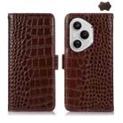 For Honor 400 Pro Global 160.8mm Crocodile Top Layer Cowhide Leather Phone Case(Brown) - 1