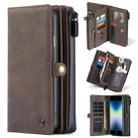 For iPhone SE 2022 / SE 2020 / 8 / 7 CaseMe 018 Detachable Multi-functional Horizontal Flip Leather Case with Card Slot & Holder & Zipper Wallet & Photo Frame(Brown) - 1