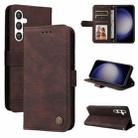 For Samsung Galaxy S23 FE 5G Skin Feel Life Tree Metal Button Leather Phone Case(Brown) - 1