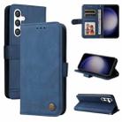 For Samsung Galaxy S23 FE 5G Skin Feel Life Tree Metal Button Leather Phone Case(Blue) - 1