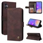 For Samsung Galaxy A05 Skin Feel Life Tree Metal Button Leather Phone Case(Brown) - 1