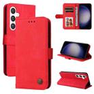 For Samsung Galaxy S24 Skin Feel Life Tree Metal Button Leather Phone Case(Red) - 1