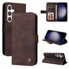 For Samsung Galaxy S24 Skin Feel Life Tree Metal Button Leather Phone Case(Brown) - 1