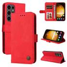 For Samsung Galaxy S24 Ultra Skin Feel Life Tree Metal Button Leather Phone Case(Red) - 1