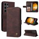 For Samsung Galaxy S24 Ultra Skin Feel Life Tree Metal Button Leather Phone Case(Brown) - 1