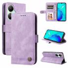 For vivo Y35+ Skin Feel Life Tree Metal Button Leather Phone Case(Purple) - 1