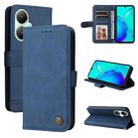 For vivo Y35+ Skin Feel Life Tree Metal Button Leather Phone Case(Blue) - 1