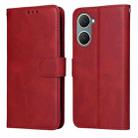 For vivo Y03 4G Classic Calf Texture Flip Leather Phone Case(Red) - 1