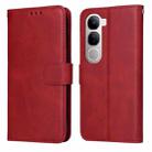 For vivo V40 Lite 4G / 5G IDN Classic Calf Texture Flip Leather Phone Case(Red) - 1