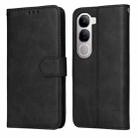 For vivo V40 Lite 4G / 5G IDN Classic Calf Texture Flip Leather Phone Case(Black) - 1