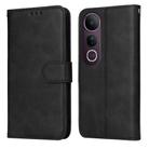 For vivo V50 Lite 4G / 5G Classic Calf Texture Flip Leather Phone Case(Black) - 1