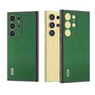 For Samsung Galaxy S24 Ultra 5G ABEEL Black Edge Genuine Leather Mino Phone Case(Green) - 1