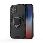 For iPhone 12 mini Shockproof PC + TPU Protective Case with Magnetic Ring Holder(Black) - 1