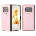 For Huawei Mate X3 Nano Plating Cowhide Texture PU Phone Case(Pink) - 1